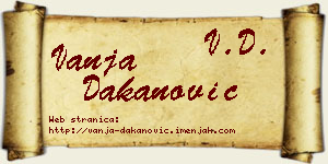 Vanja Dakanović vizit kartica
